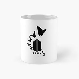 Cốc in hình Logo BTS ARMY và hình bướm