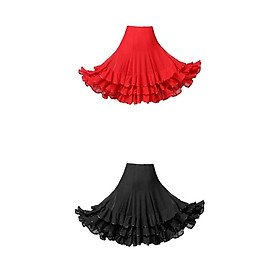 2pcs Flamenco Dance Big Swing Skirt Modern Tango Cha Cha Practice Dress