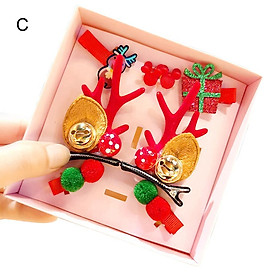 SET Hộp 7 Mẫu Kẹp Tóc Hình Sừng Tuần Lộc Giáng Sinh Dễ Thương Cho Bé Mới 2021