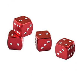 2-5pack 4 Pieces Dice Dust Valve Caps Novelty Fun Retro Auto Car-styling Red