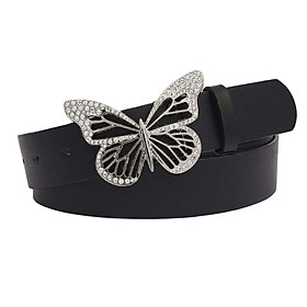 Butterfly Buckle Belt 1.5 inch Wide Decorative Wide Belt for Casual Trousers Women Ladies
