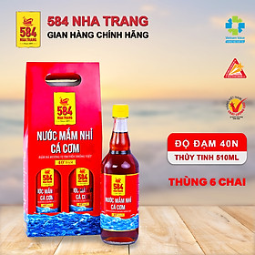 Thùng 6 Chai Nước mắm Nhỉ Cá cơm 584 Nha Trang - 40 Độ Đạm - Chai Thủy Tinh 510ml