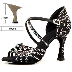 Phụ Nữ Nhảy Latin Giày Ren Đế Mềm Salsa Giày Khiêu Vũ Giày Xăng Đan Nữ Cưới Quàng Nam Gót 7.5 Cm Color: skin heel 9CM Shoe Size: 3.5