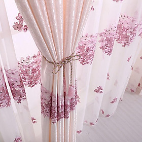 Mua Rèm vải treo cửa thêu hoa tú cầu hồng nhiều kích thước không có lớp voan (kèm hình thật)