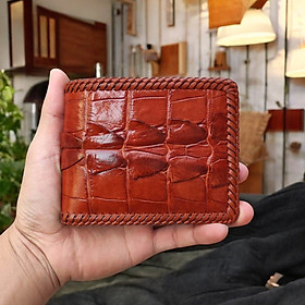 TUYỆT PHẨM.. Ví Cá Sấu Vây Đuôi 2 Mặt Đan Viền Siêu Bền!