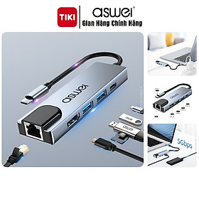 Mua Hub Chuyển Đổi USB Type C ASWEI 5 in 1 - HDMI  USB 3.0  Lan  PD 100W Tốc Độ Cao - Hàng Chính Hãng