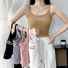 Áo hai dây crop top có đệm ngực, áo bra kèm mút nâng ngực không gọng chất liệu thun tăm co giãn, thời trang xinh cho nữ