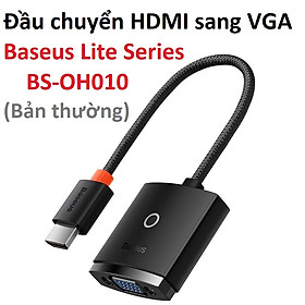 [ HDMI male-VGA female ] Đầu chuyển HDMI ra VGA 1080P Baseus Lite Series BS-OH010 -Hàng chính hãng - Đen