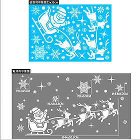 Decal trang trí Noel hít tĩnh điện - Cây thông tuyết và rèm dây phụ kiện Noel trắng