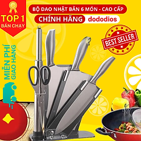 Bộ dao 6 món nhà bếp Nhật Bản siêu sắc bén cao cấp - Logo trên thân dao ngẫu nhiên - Chính hãng dododios - dao nhà bếp 5 món - bộ dao nhật nhà bếp