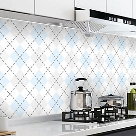 Mua Cuộn 3 MÉT Decal giấy dán bếp tráng nhôm cách nhiệt khổ 60cm MẪU Ô VUÔNG CHÉO XANH