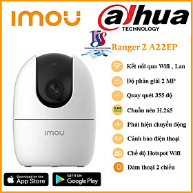 Camera wifi IMOU ranger 2 IPC-A22EP 2.0 Megapixel, quay quét qua app, đàm thoại hai chiều, theo dõi thông minh - Hàng chính hãng bảo hành 24 tháng