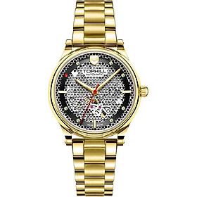 Đồng hồ nữ máy cơ lộ máy đính đá dây da và dây thép TOPHILL TV003L.S2288G