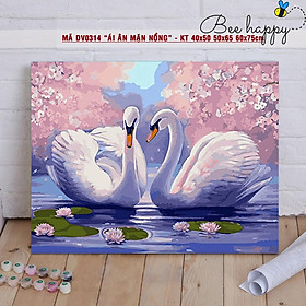 Mua Tranh sơn dầu treo tường số hoá tự tô Sondausohoavn - Mã DV0314 Ân ái mặn nồng đôi thiên nga