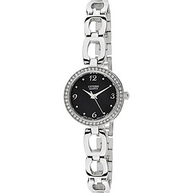 Đồng Hồ Citizen Nữ Đính Đá Swarovski Dây Kim Loại Pin-Quartz EJ6070-51E - Mặt Đen (23mm)
