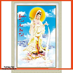 Tranh thêu chữ thập 3D Phật Bà Quan âm tượng trưng cho tâm hạnh từ bi đem lại sự an vui cho gia đình 88967- KT: 40x59Cm