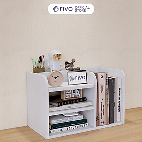 Mua Kệ Sách Gỗ Mini Để Bàn FIVO FB26 Cao Cấp Màu Trắng Và Xám  Có Hộc  Tiết Kiệm Diện Tích  Bo Góc Thẩm Mĩ