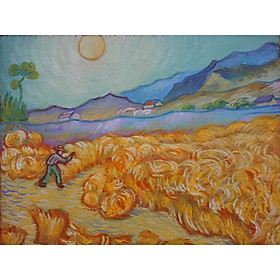 Tranh Sơn Dầu Vẽ Tay30x40cm - Thu Hoạch Lúa Mì (Van Gogh)