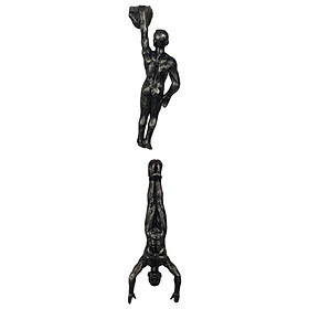 2x Retro Climbing Men Sculpture Wall Hanging Office Decoration Ornament