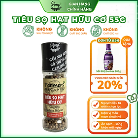 Tiêu Sọ Hạt Farmers' Organic Cối Xay Vipep Hũ Thủy Tinh 55g - Gia vị Vipep
