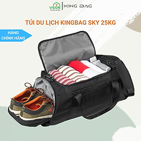 Hình ảnh Túi trống du lịch KINGBAG SKY nhiều ngăn, sức chứa lớn, đế giảm chấn, chống nước tốt, khóa kéo YKK, màu đen - Hàng chính hãng