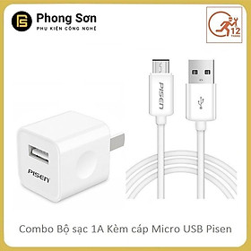 Mua Combo cóc sạc 1A và Cáp MicroUSB (Trắng ) Pisen - Hàng chính hãng