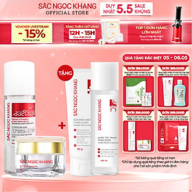 Bộ đôi cấp ẩm, dưỡng trắng da Sắc Ngọc Khang: Serum C dưỡng trắng 30ml + Kem dưỡng da ban đêm 30g