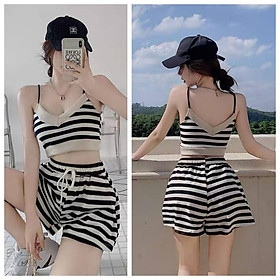 SET BIKINI 2S KẺ NGANG ĐEN VIỀN BE SETN790
