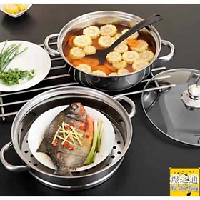 Mua Nồi hấp inox 2 tầng kèm lẩu - vun kính