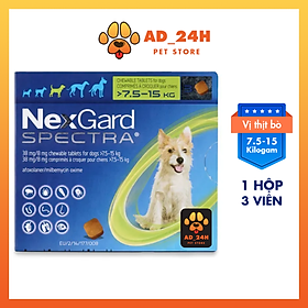 Hộp nexgard spectra hết sạch ve rận bọ chét, ghẻ và các loại giun chó