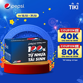 Thùng 24 Chai Nước Ngọt Có Gas Pepsi không calo 390ml Chai