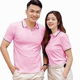 Áo Thun Có Cổ Cá Sấu 4 Chiều Có Viền Ngắn Tay Cổ Bẻ Dùng Chung Cho Nam Và Nữ Màu Hồng