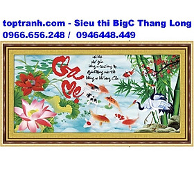 Mua Tranh thêu chữ thập chữ cha mẹ hoa sen cá 223011 chưa thêu