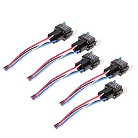 5 Pieces 24V 30A 4 Pin SPST Relay With Socket Harness Automotive Electronic