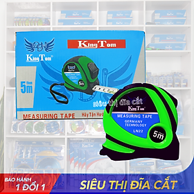 Thước 2 Mặt KingTom Xanh Lá TKT- LN22-5m (B25) - Thước Lỗ Ban - Kéo Rút Trơn Tru - Lẻ 1 Cái