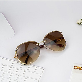 Mắt kính mát nữ đi nắng dịu mắt tròng không viền ombre độc đáo họa tiết hồ ly đính đá quyến rũ thời trang ak111