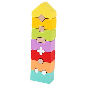 Wooden Building Blocks Kids Rainbow Stacker Stacking Game Construction Toys