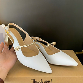  GIÀY SLINGBACK CAO 5CM – NƠ XINH – DÁNG TIỂU THƯ SANG TRỌNG