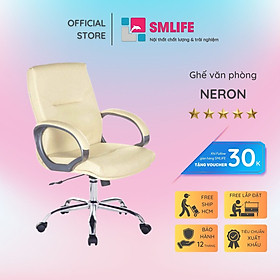 Mua Ghế văn phòng chân xoay lưng trung bọc da SMLIFE Neron