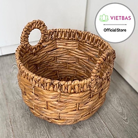 Giỏ lục bình tự nhiên VIETBAS quai cầm xoắnMAU88
