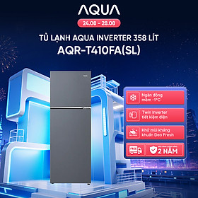 Freeship toàn quốc - Tủ lạnh ngăn đông trên Aqua 358L AQR-T410FA(SL) - Bảo hành 2 năm - Hàng chính hãng
