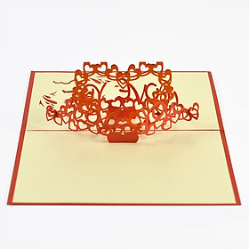 Thiệp 3D I Love You, Thiệp Nổi Handmade Bìa Đỏ, greeting 3D pop-up card size 10x15cm LO020