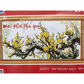 Mua Tranh thêu chữ thập Mai Khai Phú Quý (89*48cm) chưa thêu