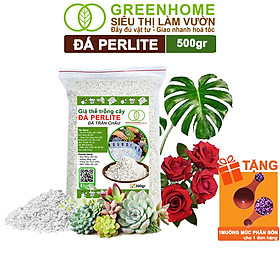 Đá Perlite Greenhome, Bao 500gr, Trồng Hồng, Thuỷ Canh, Giá Thể Trân Châu Giàu Khoáng Chất, Tăng Độ Tơi Xốp