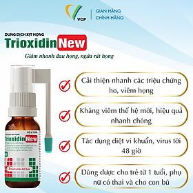 Xịt Họng Trioxidin New VCP Pharma - Hỗ Trợ Giảm Các Triệu Chứng Ho, Đau Họng, Ngứa Rát Họng - Chai 15ml