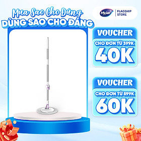 Cây Lau Nhà Đơn MyJae Sợi Microfiber Xoay 360 Độ Phù Hợp Cho Nhiều Loại Thùng Lau 134cm