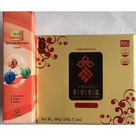 Hộp 2 Hũ Cao Hồng Sâm 6 Năm Sobaek (240g/Hũ) + Tặng Kèm 1 Hộp Dầu Lạnh Xoa Bóp Khớp Multi Glucoaid & Omega3 Cream 165ml, cao sâm, cao hồng sâm hàn quốc.