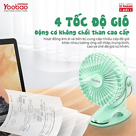 Quạt sạc mini để bàn YOOBAO F04 6400mAh Xoay 720 độ Chạy 32 giờ liên tục - hàng chính hãng