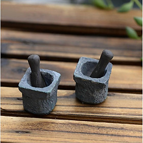 Mô hình chày và cối làm tiểu cảnh terrarium/ mô hình trang trí quà tặng trang trí