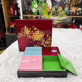 Mua Hộp đựng bánh mứt sơn mài cao cấp Thanh Bình Lê  hộp vuông 4 ngăn